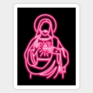 Pink Neon Jesus Magnet